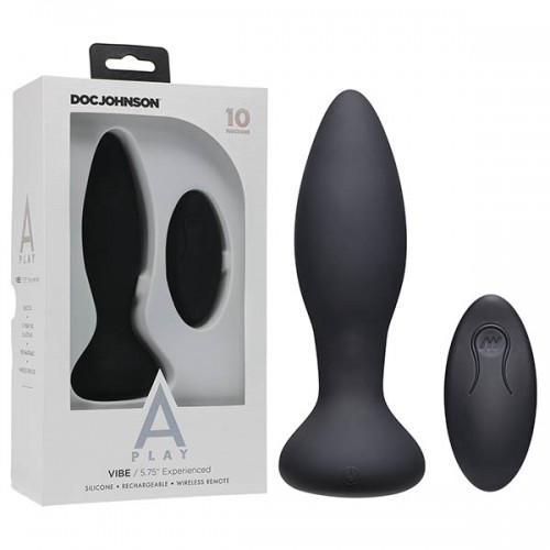A-Play Vibe Experienced Rechargeable Silicone Anal Plug-Black
