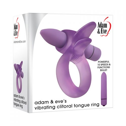 Adam & Eve Vibrating Clitoral Tongue Ring - Purple