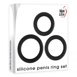 Adam & Eve Silicone Penis Ring Set-Black