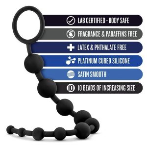 Performance 16" Silicone Anal Beads-Black