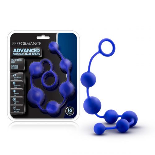 Performance 16" Silicone Anal Beads-Blue