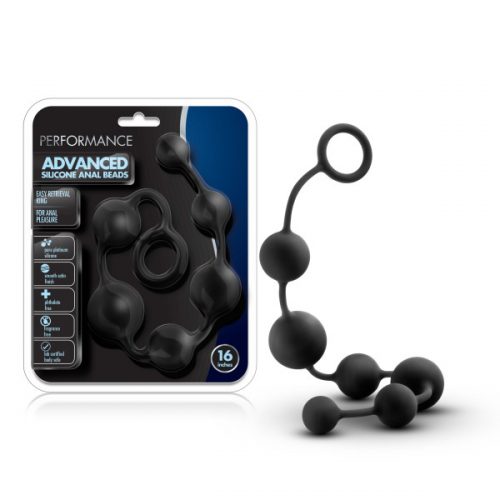 Performance 16" Silicone Anal Beads-Black
