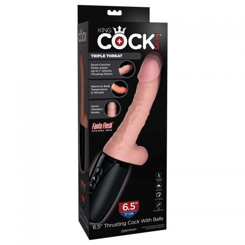 King Cock Plus 6.5in Thrusting Cock with Balls-Flesh