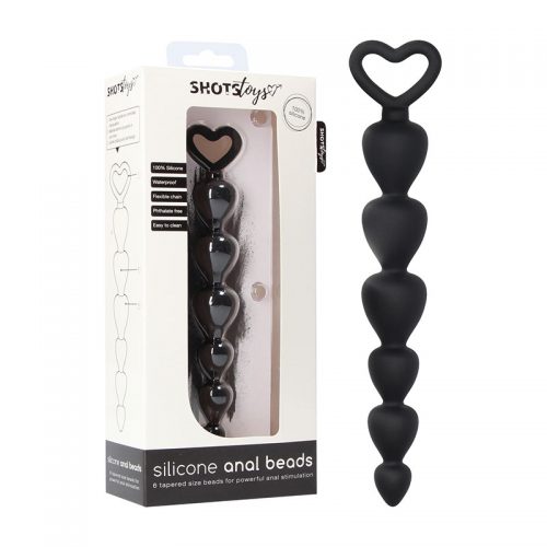 Shots Silicone Anal Beads-Black