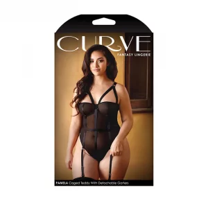 CURVE PAMELA Caged Teddy with Garters-3X/4X