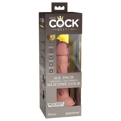 King Cock Elite 6in Vibrating Dual Density Cock - Flesh