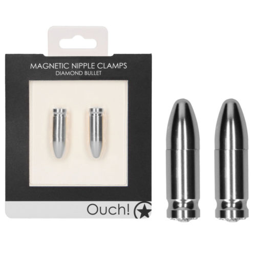 OUCH! Magnetic Nipple Clamps - Diamond Bullet Silver