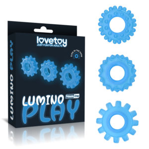Lumino Play Penis Rings Blue-3 Pack
