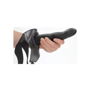 OUCH! Textured Curved Hollow Strap-on - 20cm Black