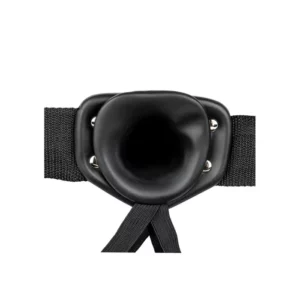 REALROCK Vibrating Hollow Strap-on + Balls - 18cm Black