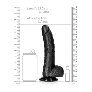 REALROCK Curved Dildo+Balls 20.5 cm-Black