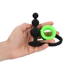 OUCH! Glow in Dark Beads Butt Plug with Cock Ring
