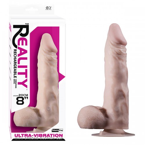 Realistic No 1 Rechargeable Vibrating Dong 8" Flesh