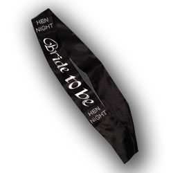 Hens Party Sash Black Diamante Bride to Be - see also wedding gift ideas including we vibes and couples sex toy kits.